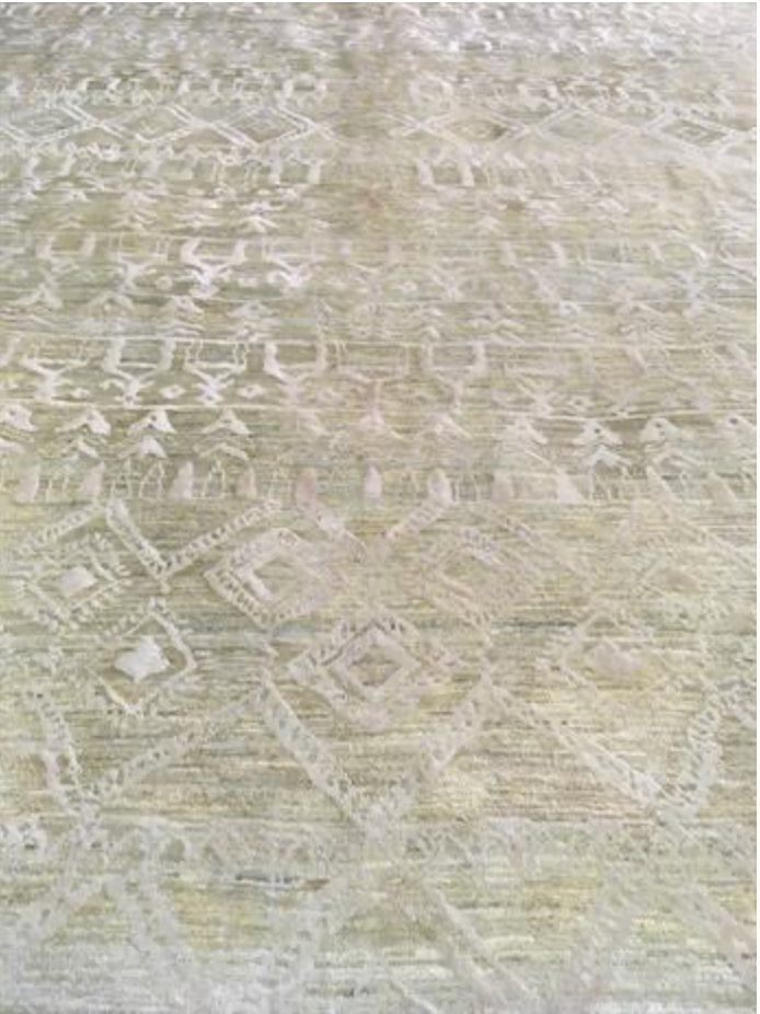Indigo Collection Wool & Silk Rug - 8' 00" x 9' 10" - Grey & Gold - Hand Knotted Wool & Silk Modern Contemporary Tribal Boho Rug