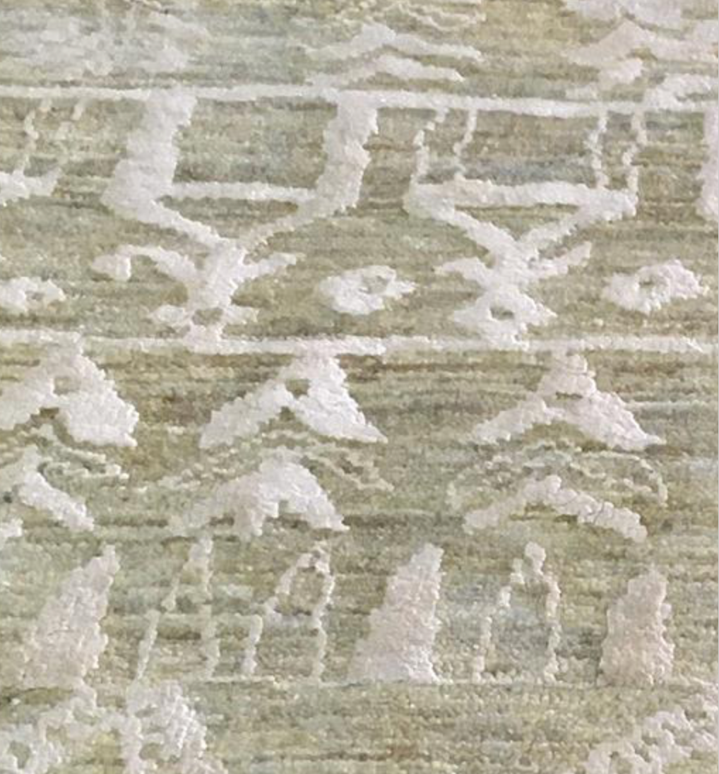 Indigo Collection Wool & Silk Rug - 8' 00" x 9' 10" - Grey & Gold - Hand Knotted Wool & Silk Modern Contemporary Tribal Boho Rug