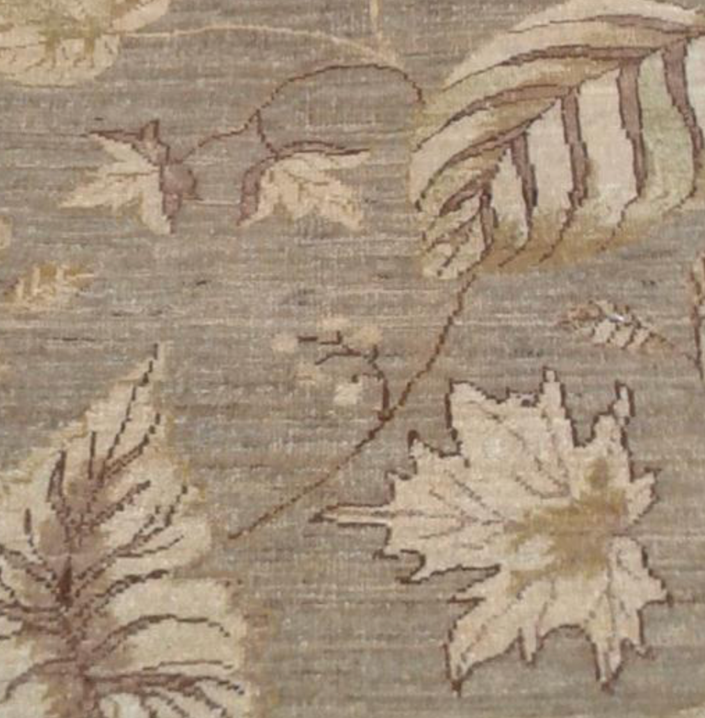 Indigo Collection Leaves Rug - 8' 00" x 9' 10" - Grey Beige Brown - Hand Knotted Wool Modern Contemporary Boho Rug