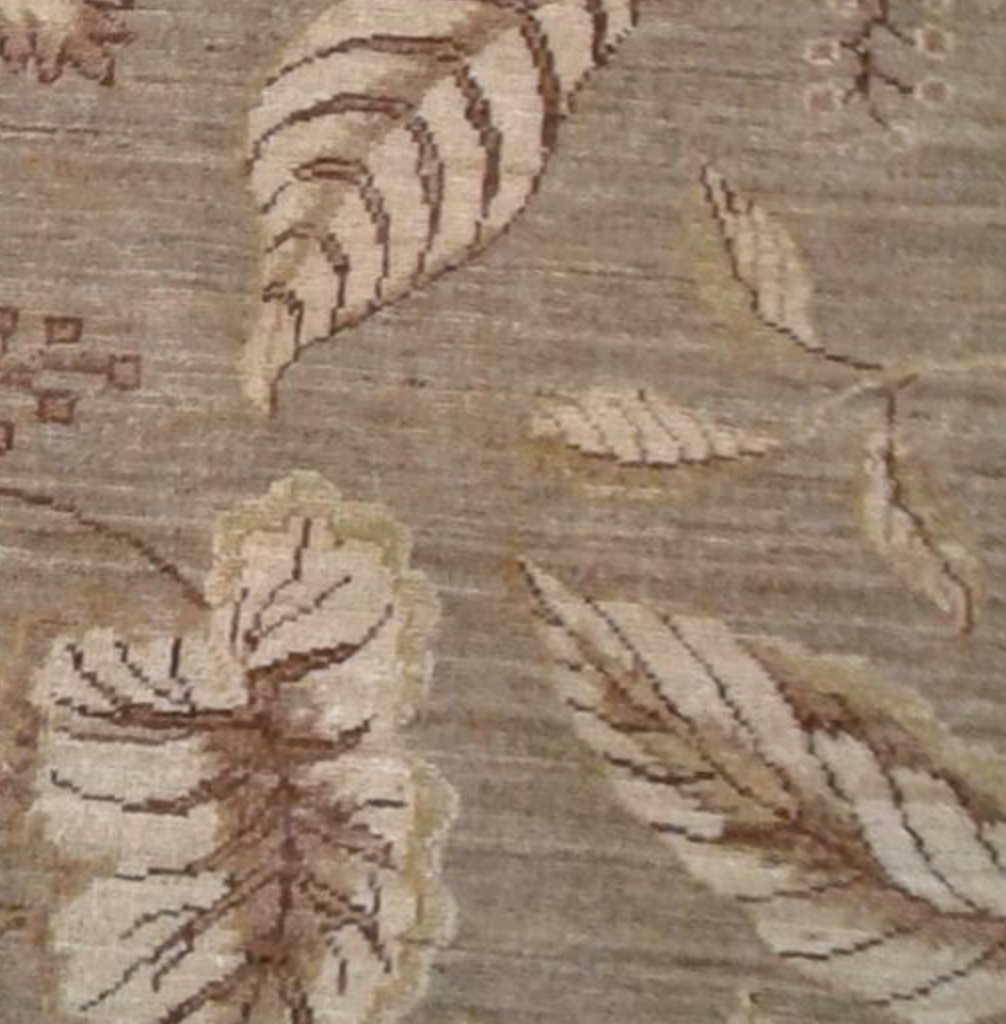 Indigo Collection Leaves Rug - 8' 00" x 9' 10" - Grey Beige Brown - Hand Knotted Wool Modern Contemporary Boho Rug