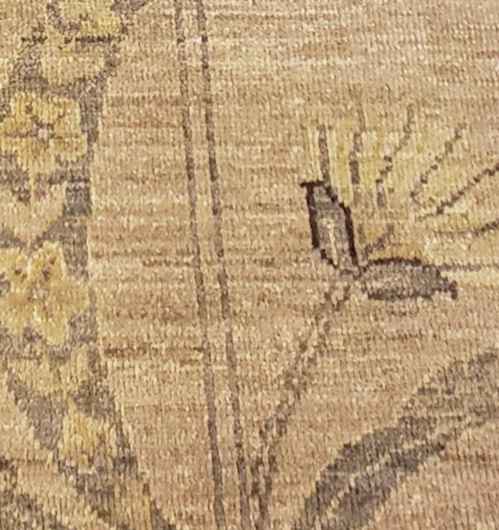 Indigo Collection Floral Rug - 8' 11" x 11' 10" - Light Grey Yellow Light Green - Hand Knotted Wool Modern Contemporary Floral Rug