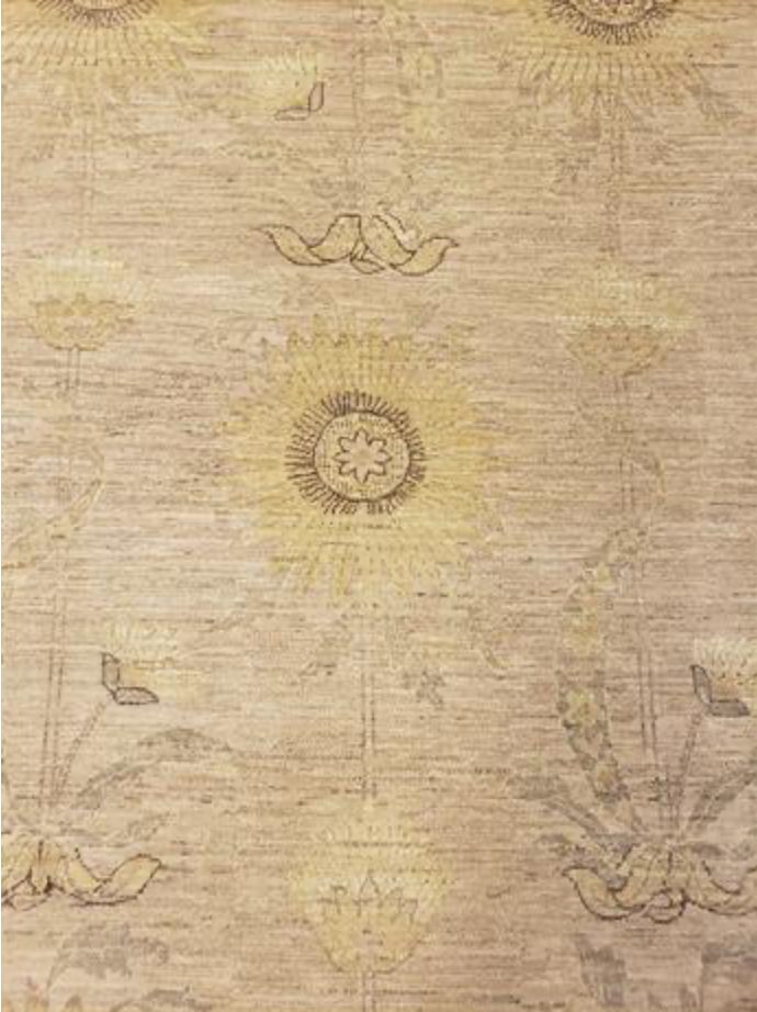 Indigo Collection Floral Rug - 8' 11" x 11' 10" - Light Grey Yellow Light Green - Hand Knotted Wool Modern Contemporary Floral Rug