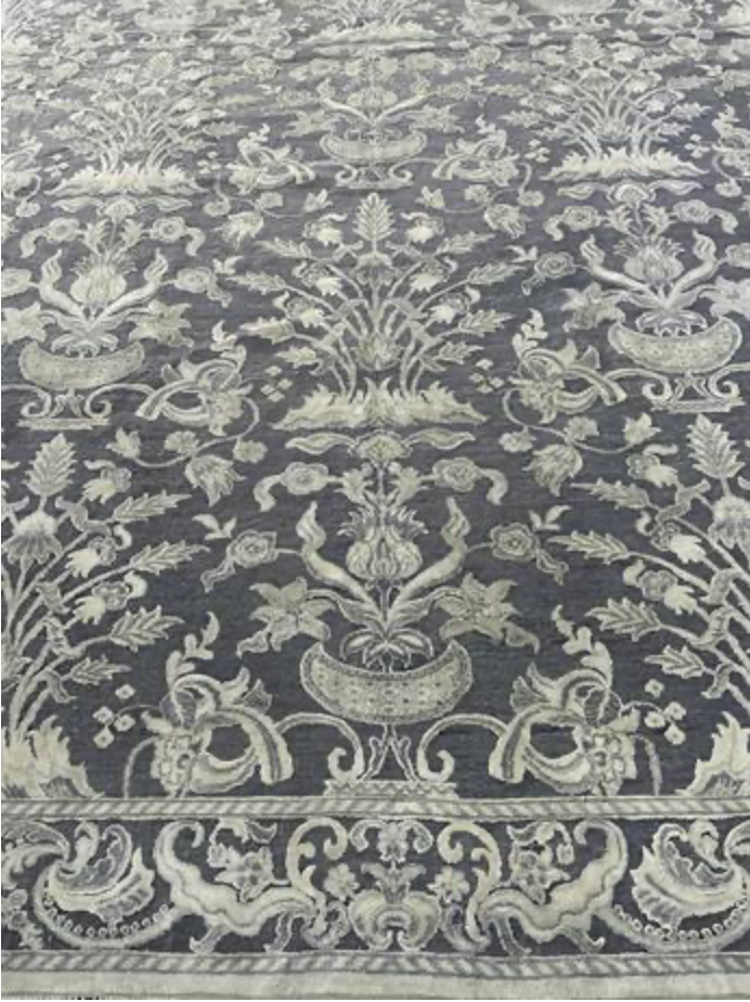 Jade Collection Rug - 10' 01" x 13' 10" - Grey - Hand Knotted Wool & Silk Classic Traditional Rug