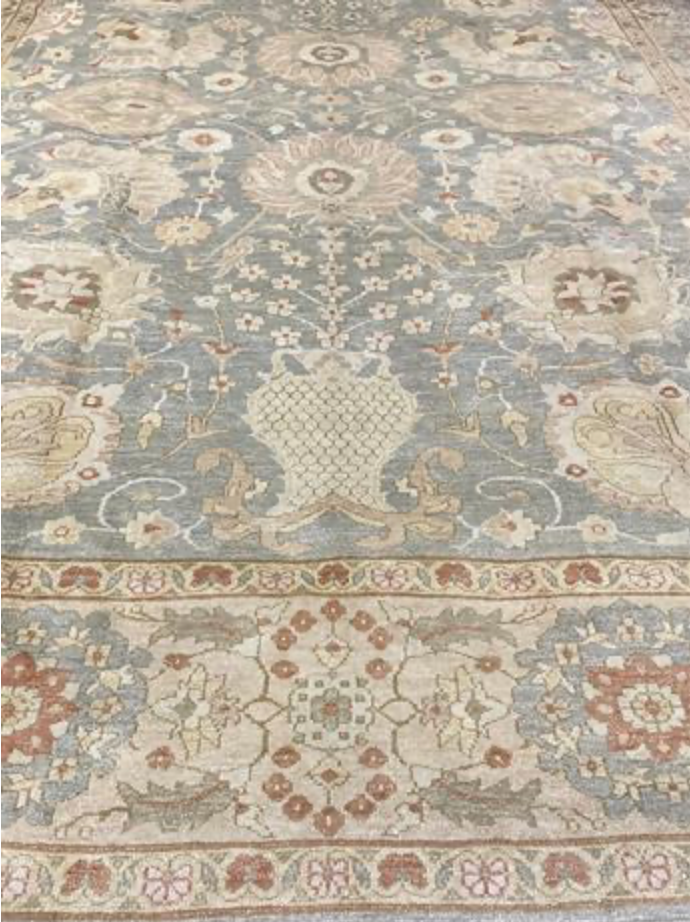 Lahore Collection Egyptian Rug - 9' 08" x 12' 06" - Blue Green Ivory - Hand Knotted Wool Mahal Design Classic Traditional Rug