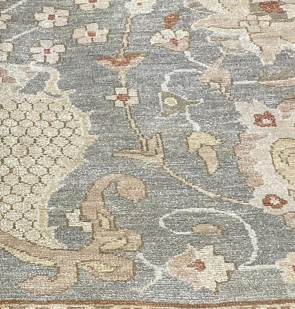 Lahore Collection Egyptian Rug - 9' 08" x 12' 06" - Blue Green Ivory - Hand Knotted Wool Mahal Design Classic Traditional Rug