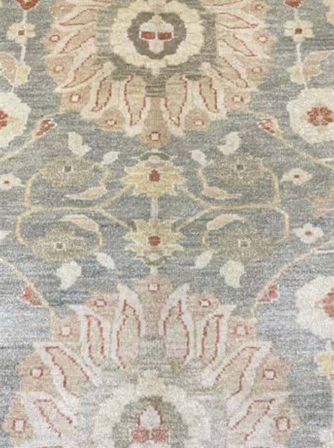Lahore Collection Egyptian Rug - 9' 08" x 12' 06" - Blue Green Ivory - Hand Knotted Wool Mahal Design Classic Traditional Rug