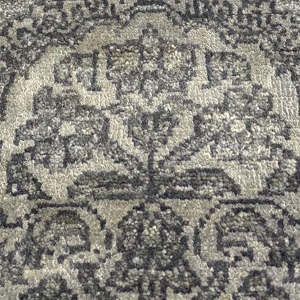 Lahore Collection Egyptian Wool & Silk Runner - 2' 05" x 13' 07" - Grey - Hand Knotted Wool & Silk Floral Classic Traditional Runner
