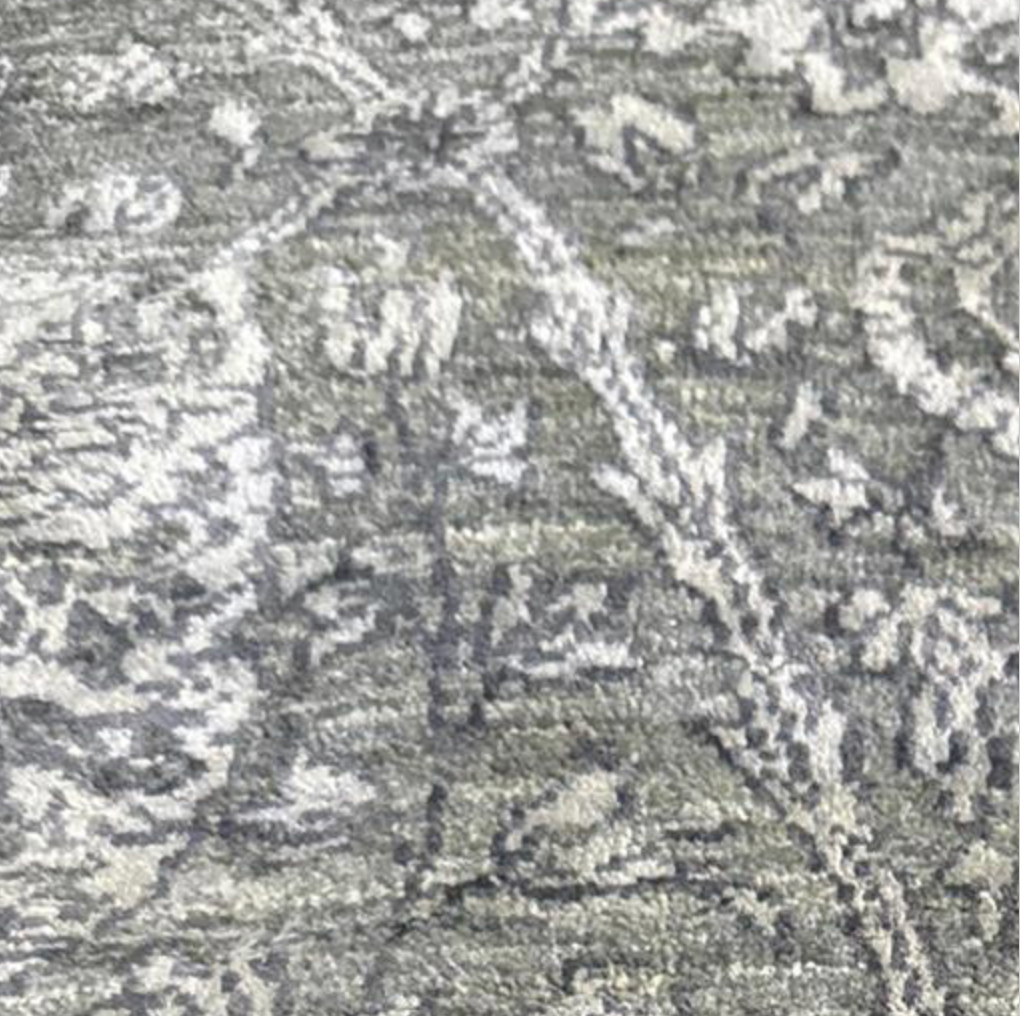 Lahore Collection Egyptian Wool & Silk Runner - 2' 05" x 13' 07" - Grey - Hand Knotted Wool & Silk Floral Classic Traditional Runner
