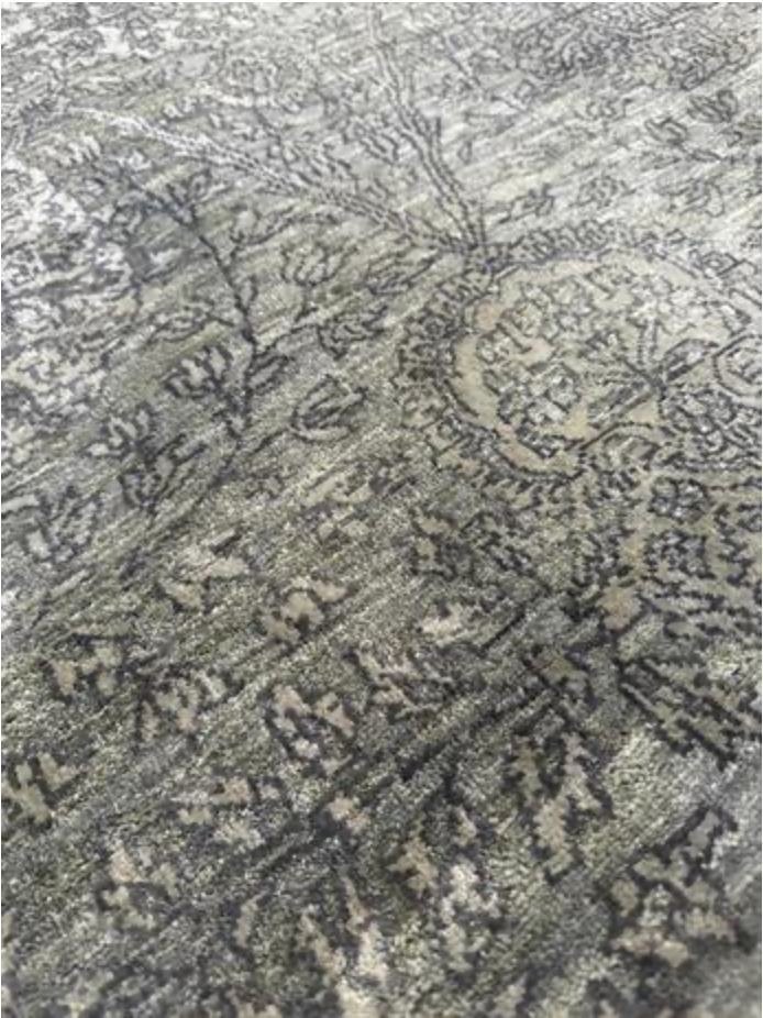 Lahore Collection Egyptian Wool & Silk Runner - 2' 05" x 13' 07" - Grey - Hand Knotted Wool & Silk Floral Classic Traditional Runner