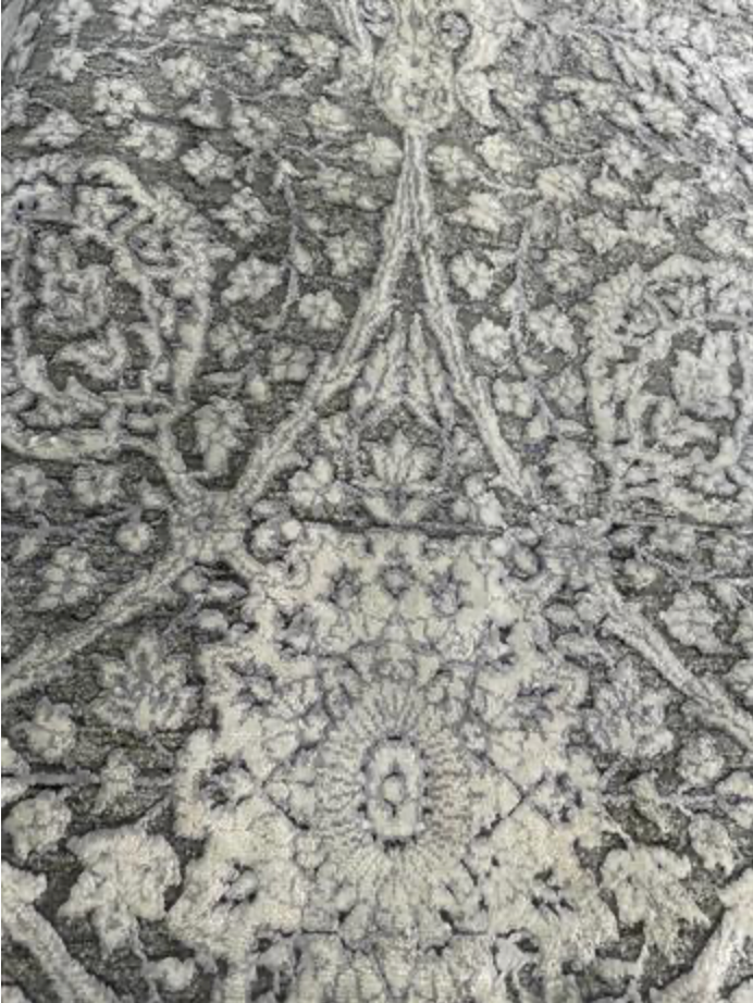 Lahore Collection Wool & Silk Runner - 3' 01" x 10' 00" - Grey & Ivory - Hand Knotted Wool & Silk Floral Classic Traditional Runner