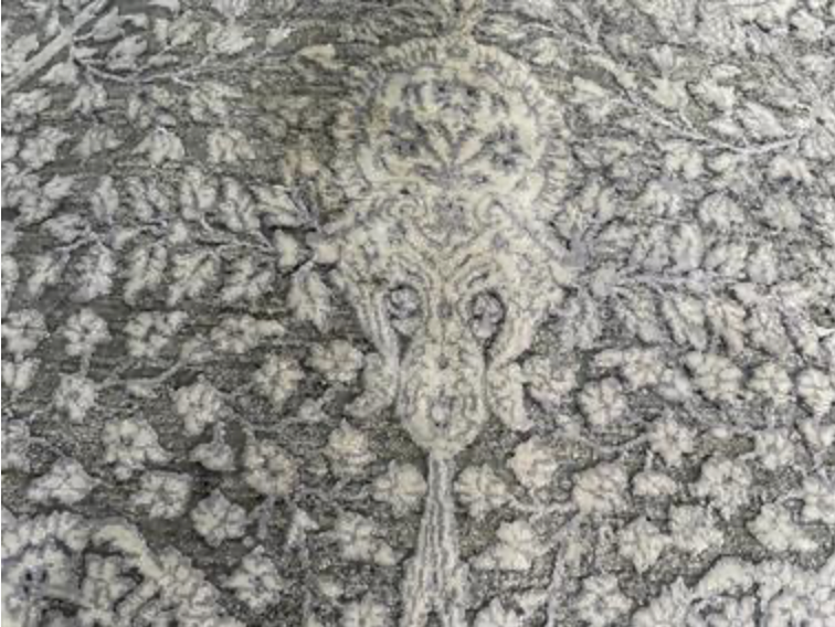 Lahore Collection Wool & Silk Runner - 3' 01" x 10' 00" - Grey & Ivory - Hand Knotted Wool & Silk Floral Classic Traditional Runner