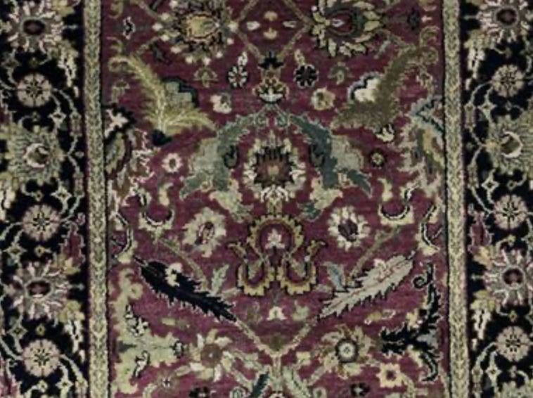 Tabriz Classic Runner - 2' 05" x 14' 01" - Dark Red & Dark Blue - Hand Knotted Wool Traditional Tabriz Runner
