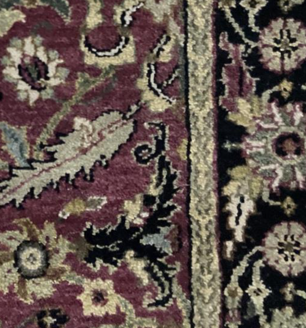 Tabriz Classic Runner - 2' 05" x 14' 01" - Dark Red & Dark Blue - Hand Knotted Wool Traditional Tabriz Runner