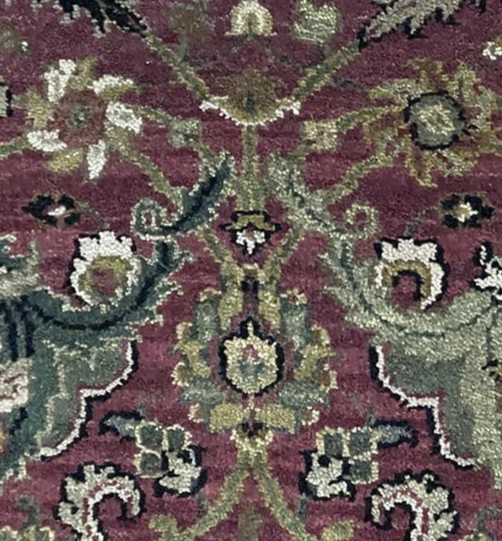 Tabriz Classic Runner - 2' 05" x 14' 01" - Dark Red & Dark Blue - Hand Knotted Wool Traditional Tabriz Runner
