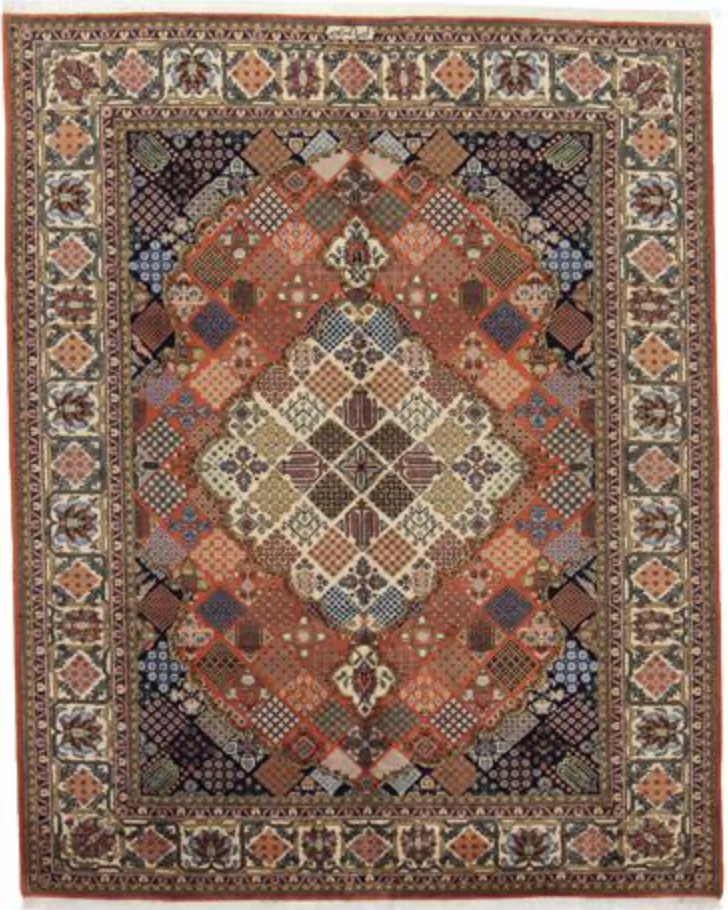 Joshagan Classic Rug - 7' 10" x 9' 09" - Rust Blue Multicolor - Hand Knotted Wool Traditional Joshagan Rug