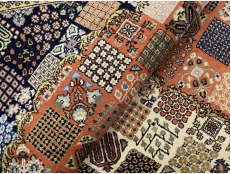 Joshagan Classic Rug - 7' 10" x 9' 09" - Rust Blue Multicolor - Hand Knotted Wool Traditional Joshagan Rug