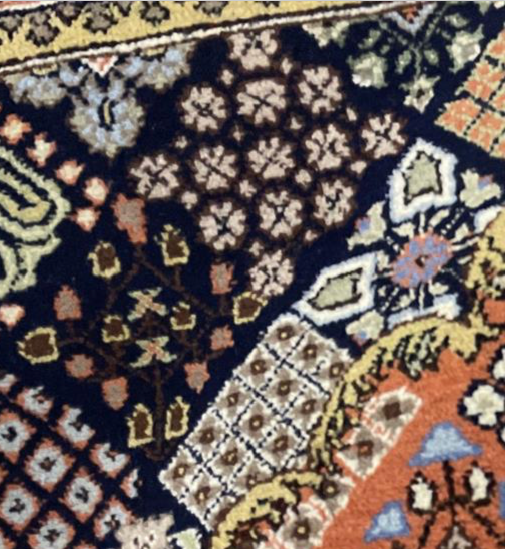 Joshagan Classic Rug - 7' 10" x 9' 09" - Rust Blue Multicolor - Hand Knotted Wool Traditional Joshagan Rug