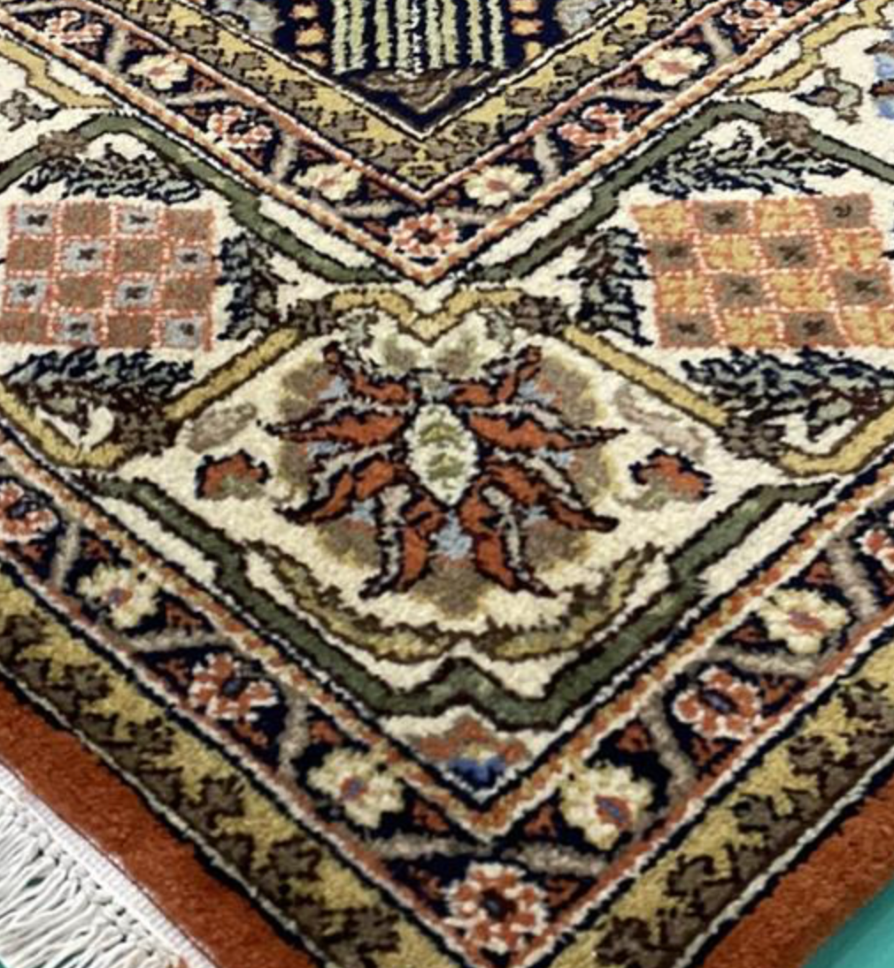 Joshagan Classic Rug - 7' 10" x 9' 09" - Rust Blue Multicolor - Hand Knotted Wool Traditional Joshagan Rug