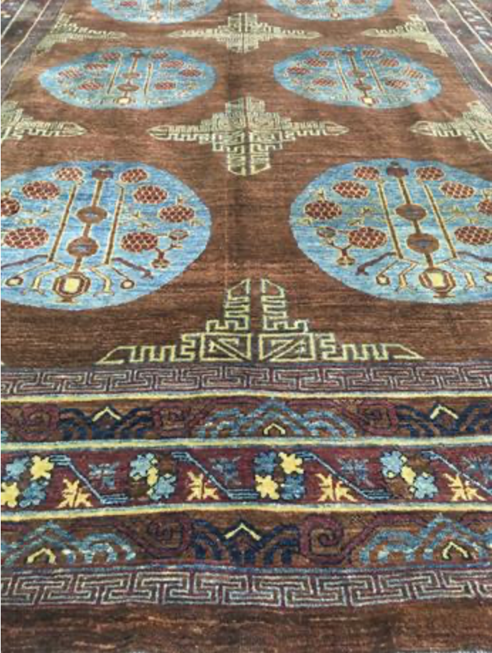Millenium Collection Rug - 8' 00" x 10' 11" - Brown Blue Multicolor - Hand Knotted Wool Traditional Tribal Rustic Rug