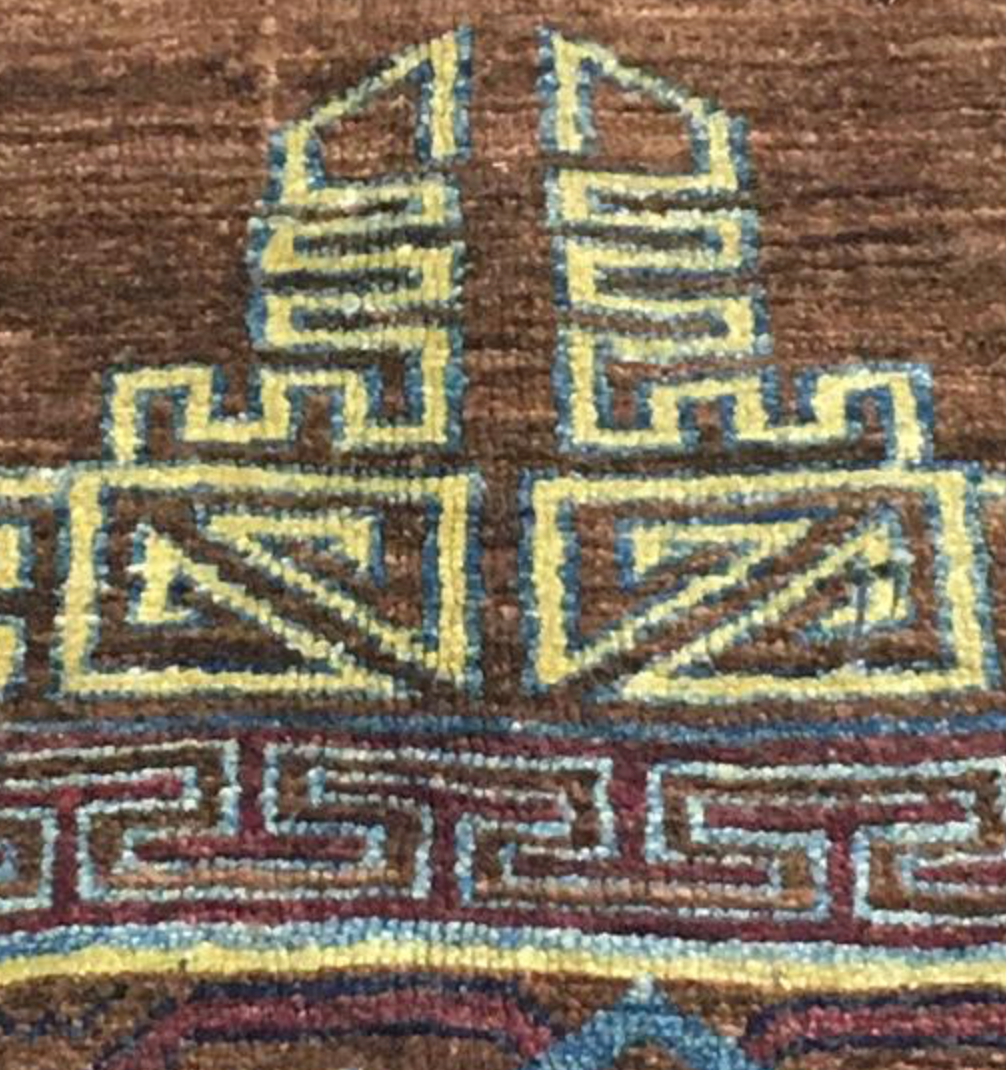 Millenium Collection Rug - 8' 00" x 10' 11" - Brown Blue Multicolor - Hand Knotted Wool Traditional Tribal Rustic Rug