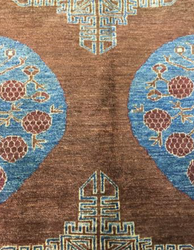 Millenium Collection Rug - 8' 00" x 10' 11" - Brown Blue Multicolor - Hand Knotted Wool Traditional Tribal Rustic Rug