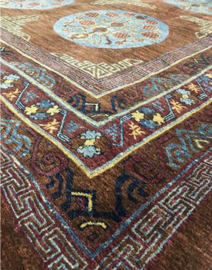 Millenium Collection Rug - 8' 00" x 10' 11" - Brown Blue Multicolor - Hand Knotted Wool Traditional Tribal Rustic Rug