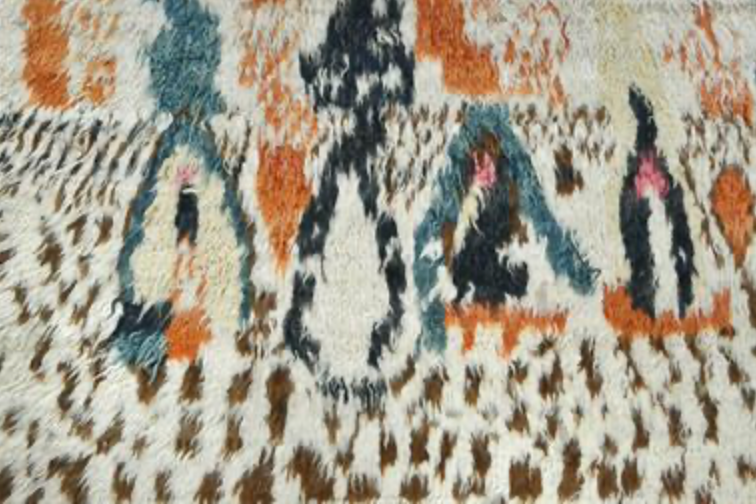 Moroccan Wool Shag Rug - 6' 00" x 8' 00" - Ivory & Multicolor - Hand Knotted Wool Tribal Boho Rustic Shag Rug