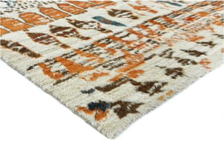 Moroccan Wool Shag Rug - 6' 00" x 8' 00" - Ivory & Multicolor - Hand Knotted Wool Tribal Boho Rustic Shag Rug