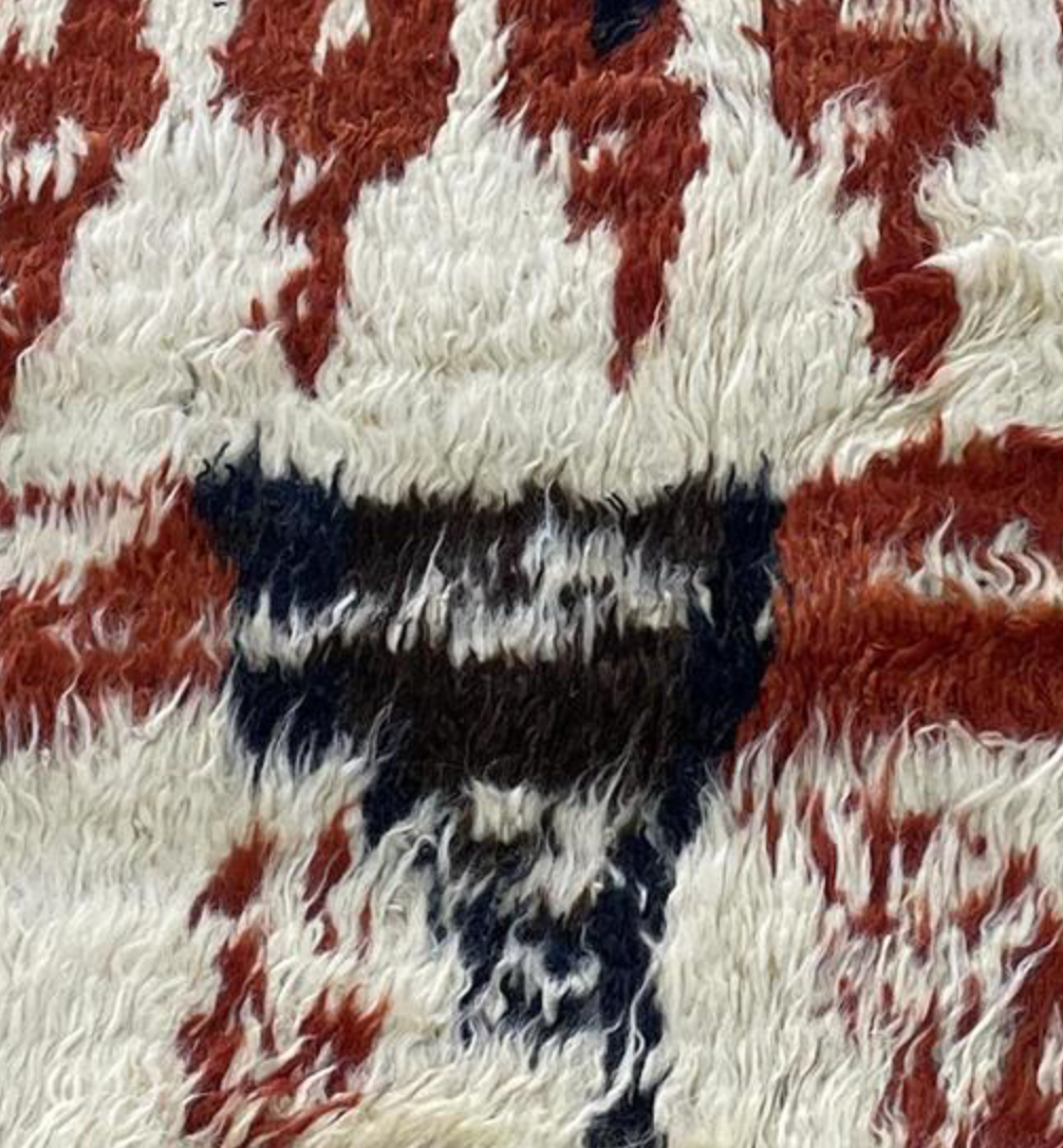 Moroccan Wool Shag Rug - 6' 00" x 8' 00" - Ivory & Multicolor - Hand Knotted Wool Tribal Boho Rustic Shag Rug