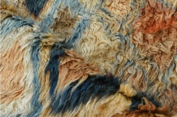 Moroccan Wool Shag Rug - 6' 07" x 9' 02" - Camel Blue Multicolor - Hand Knotted Wool Tribal Boho Rustic Shag Rug