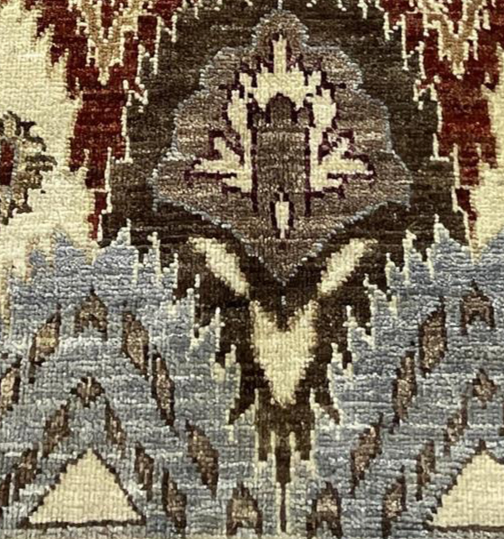 Nomad Collection - Ikat Panels Design - 6' 00" x 9' 02" - Multicolor - Hand Knotted Wool Rug