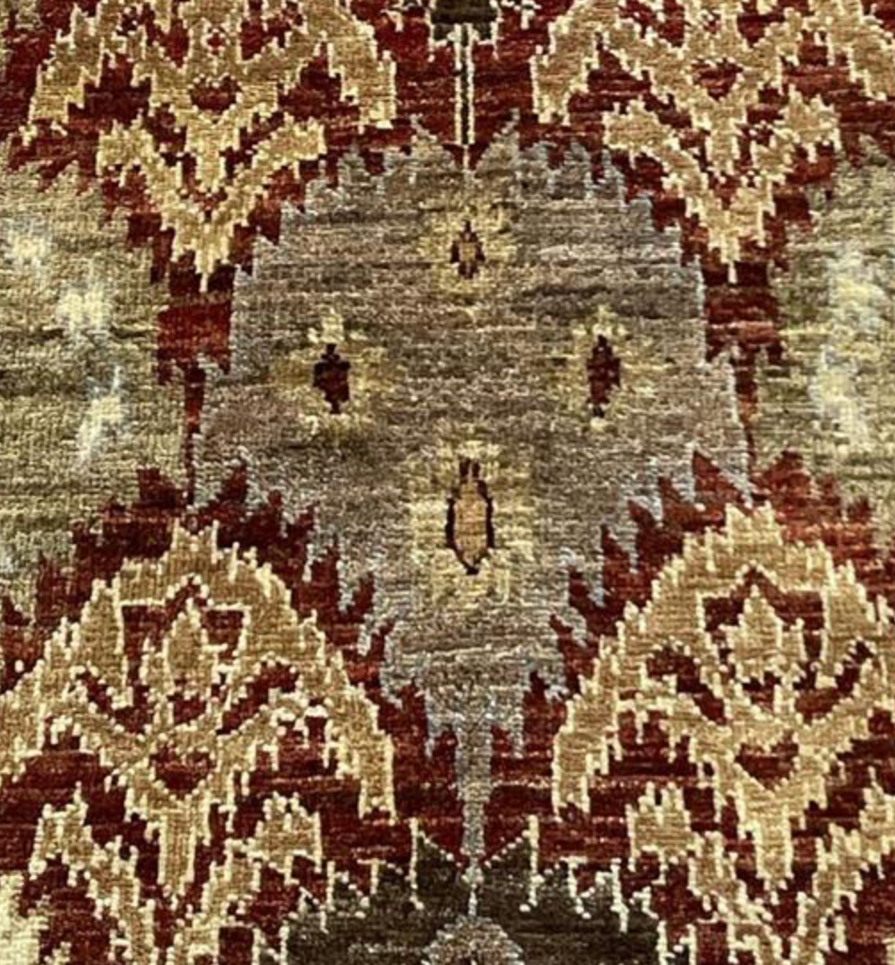 Nomad Collection - Ikat Panels Design - 6' 00" x 9' 02" - Multicolor - Hand Knotted Wool Rug