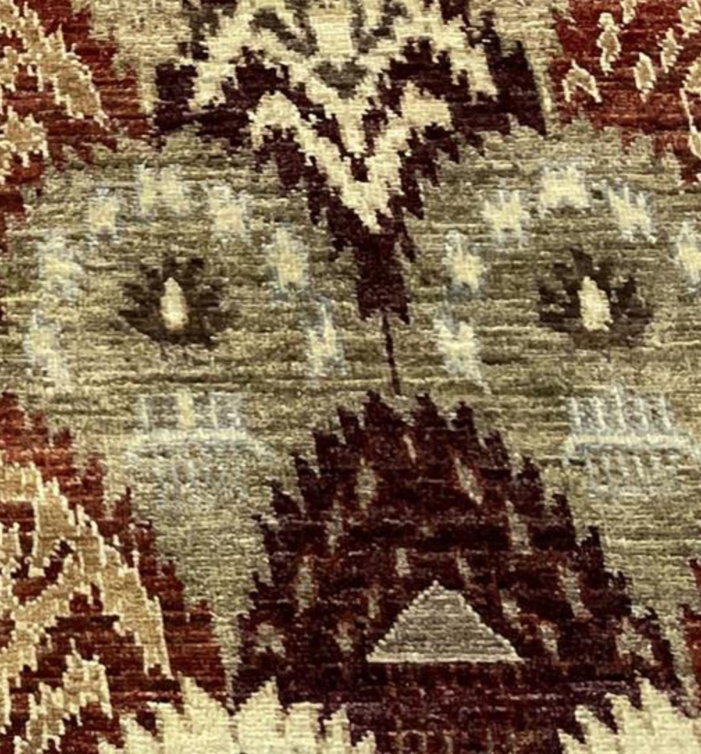 Nomad Collection - Ikat Panels Design - 6' 00" x 9' 02" - Multicolor - Hand Knotted Wool Rug