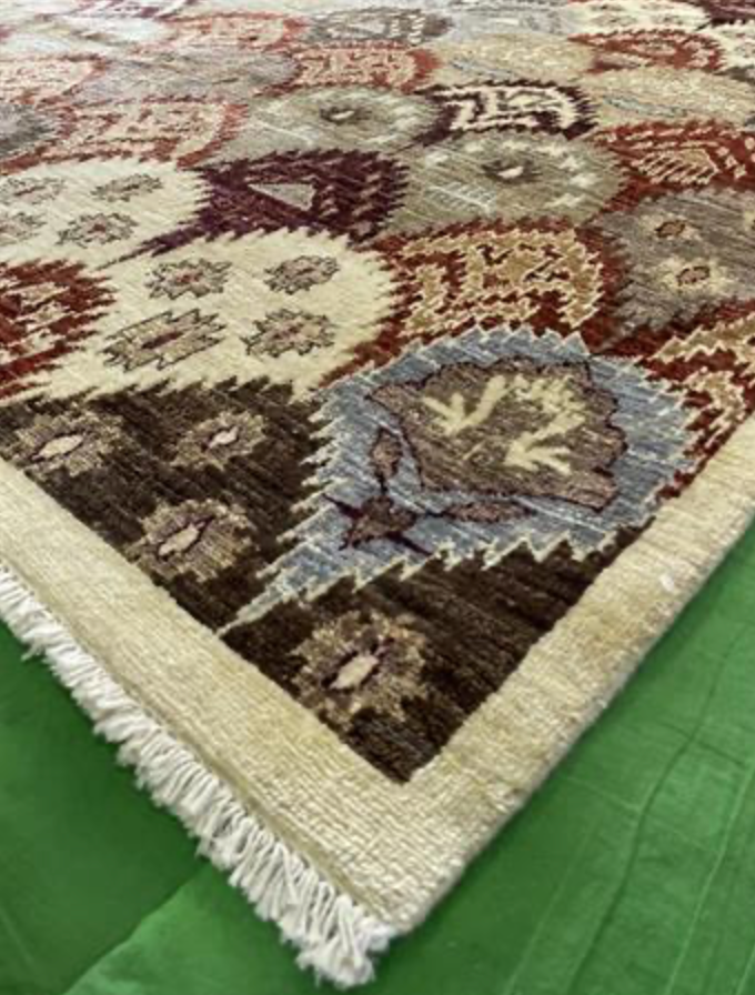 Nomad Collection - Ikat Panels Design - 6' 00" x 9' 02" - Multicolor - Hand Knotted Wool Rug