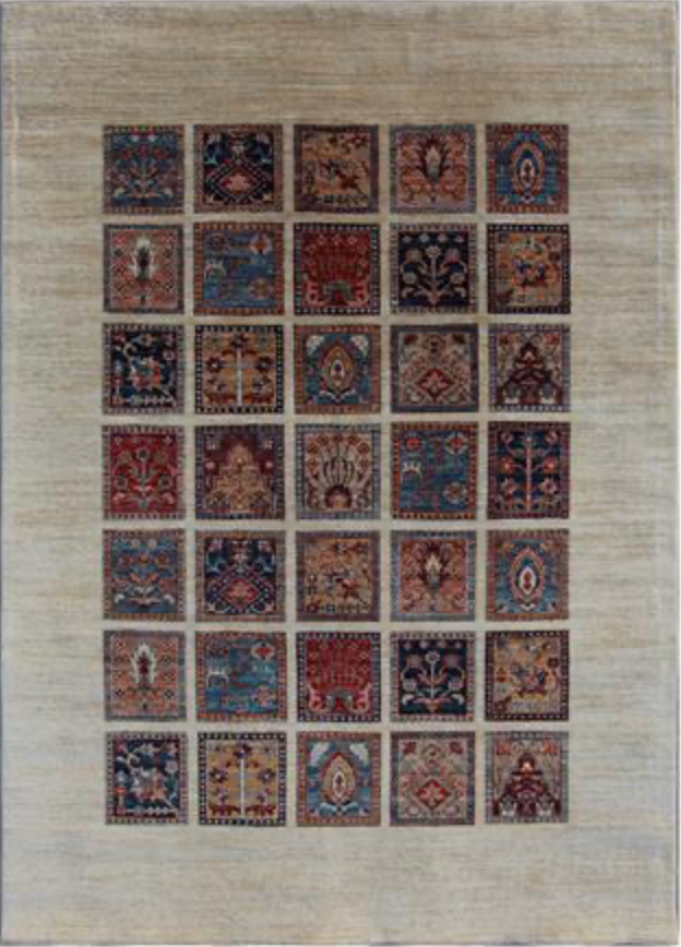 Nomad Collection - 5' 10" x 8' 00" - Beige/White Multicolor - Hand Knotted Wool Rustic Tribal Boho Rug