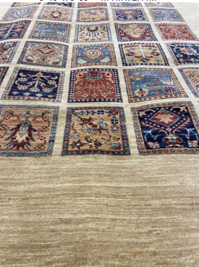 Nomad Collection - 5' 10" x 8' 00" - Beige/White Multicolor - Hand Knotted Wool Rustic Tribal Boho Rug
