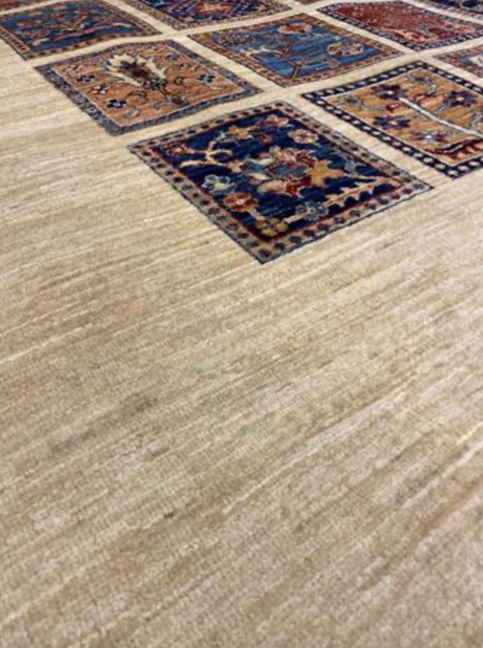 Nomad Collection - 5' 10" x 8' 00" - Beige/White Multicolor - Hand Knotted Wool Rustic Tribal Boho Rug
