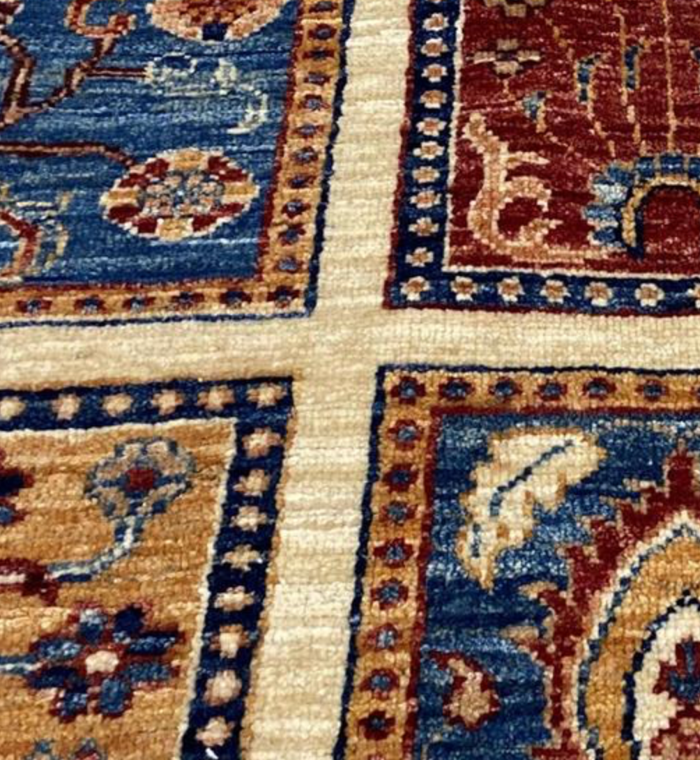 Nomad Collection - 5' 10" x 8' 00" - Beige/White Multicolor - Hand Knotted Wool Rustic Tribal Boho Rug