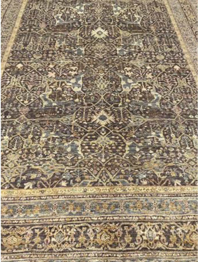 Opal Collection Wool & Silk - 10' 01" x 13' 10" - Brown & Gold - Hand Knotted Wool & Silk Traditional Classic Floral Rug