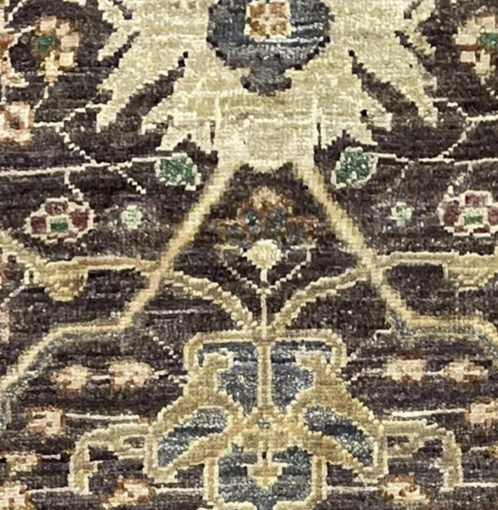 Opal Collection Wool & Silk - 10' 01" x 13' 10" - Brown & Gold - Hand Knotted Wool & Silk Traditional Classic Floral Rug