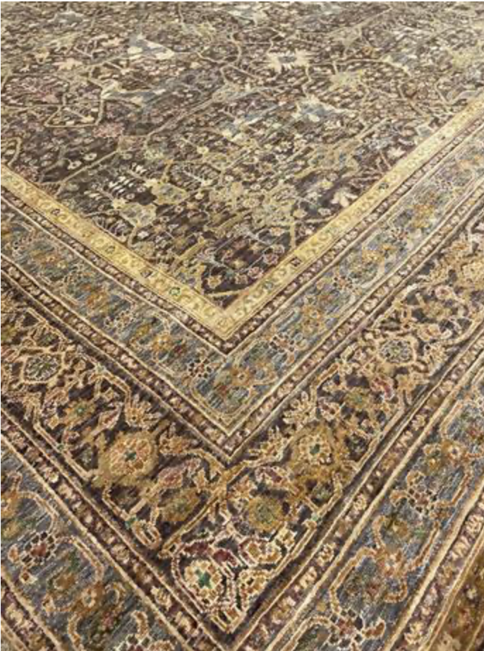 Opal Collection Wool & Silk - 10' 01" x 13' 10" - Brown & Gold - Hand Knotted Wool & Silk Traditional Classic Floral Rug
