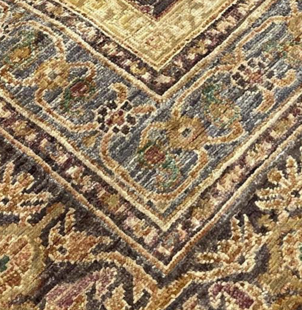 Opal Collection Wool & Silk - 10' 01" x 13' 10" - Brown & Gold - Hand Knotted Wool & Silk Traditional Classic Floral Rug