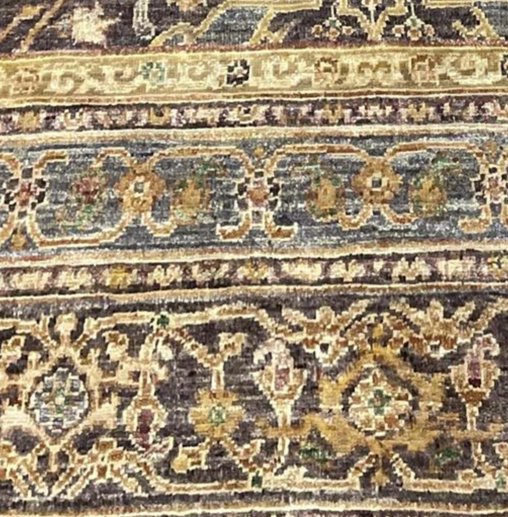 Opal Collection Wool & Silk - 10' 01" x 13' 10" - Brown & Gold - Hand Knotted Wool & Silk Traditional Classic Floral Rug