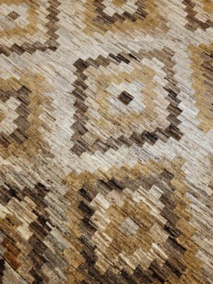 Opal Collection - 5' 05" x 7' 10" - Brown Beige Camel Grey - Hand Knotted Wool Geometric Modern Rug
