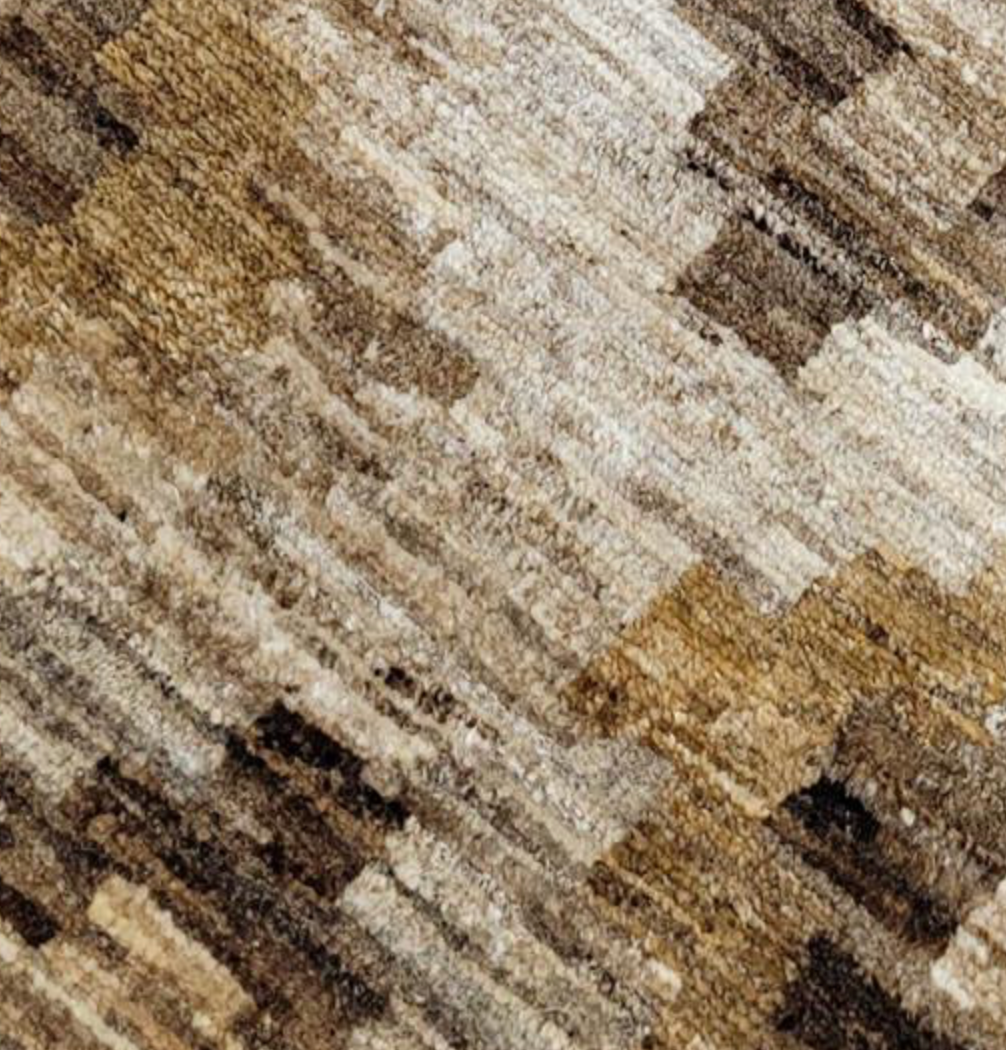 Opal Collection - 5' 05" x 7' 10" - Brown Beige Camel Grey - Hand Knotted Wool Geometric Modern Rug
