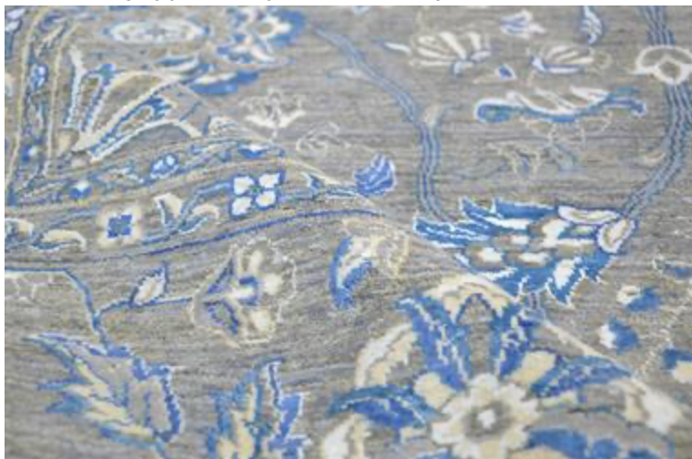 Ottoman Collection Wool & Silk - 9' 00" x 12' 02" - Grey Blue White - Hand Knotted Wool with Silk Traditional Classic Floral Rug