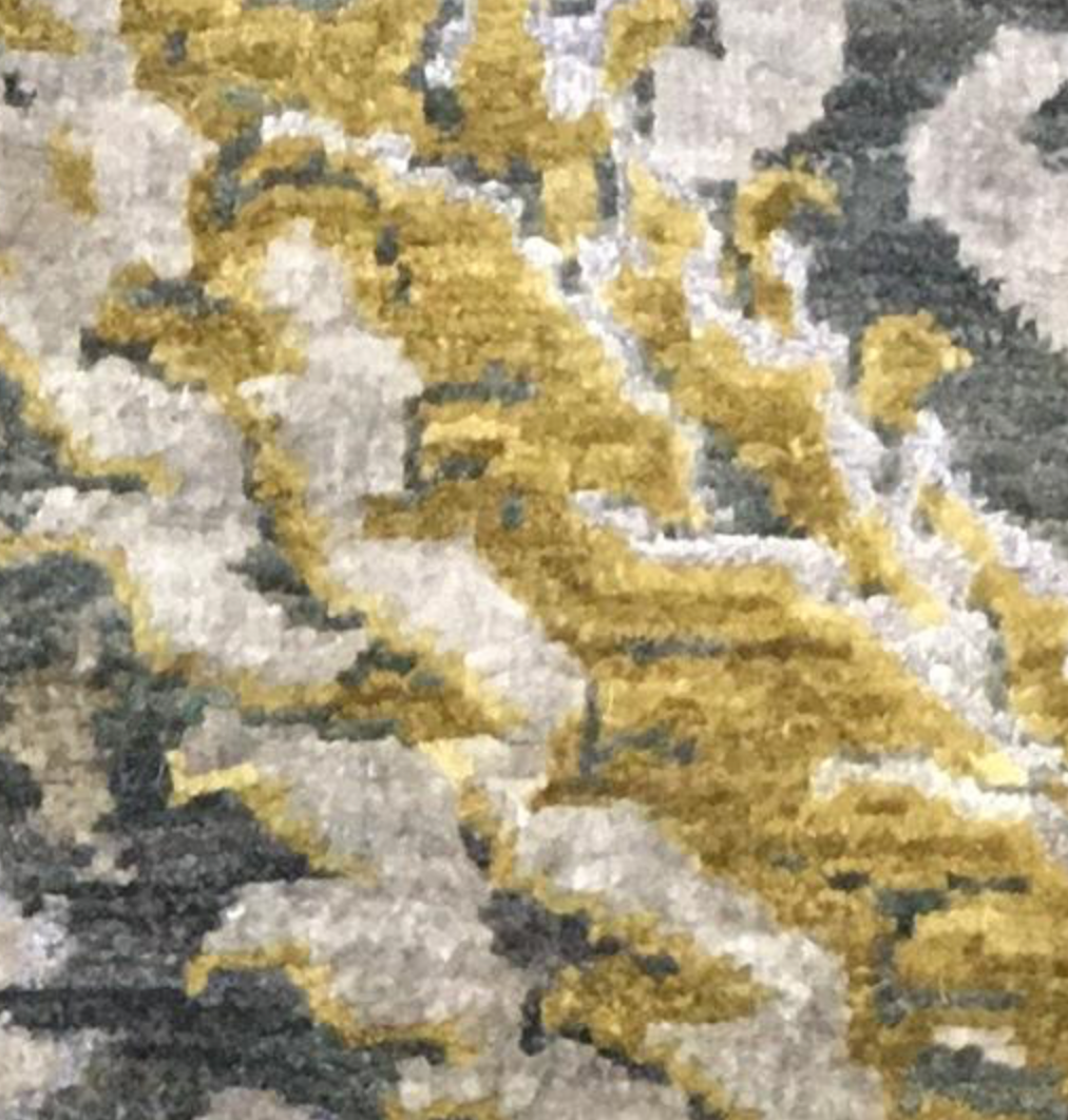 Ottoman Collection Wool & Silk - 9' 01" x 11' 11" - Grey Beige Gold - Hand Knotted Wool with Silk Traditional Classic Rug