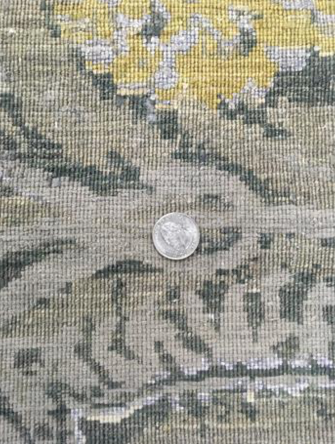 Ottoman Collection Wool & Silk - 9' 01" x 11' 11" - Grey Beige Gold - Hand Knotted Wool with Silk Traditional Classic Rug