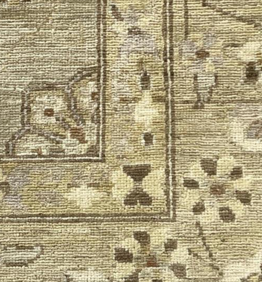 Peshawar Tabriz Design - 8' 01" x 9' 09" - Light Grey & Gold - Hand Knotted Wool Classic Traditional Rug
