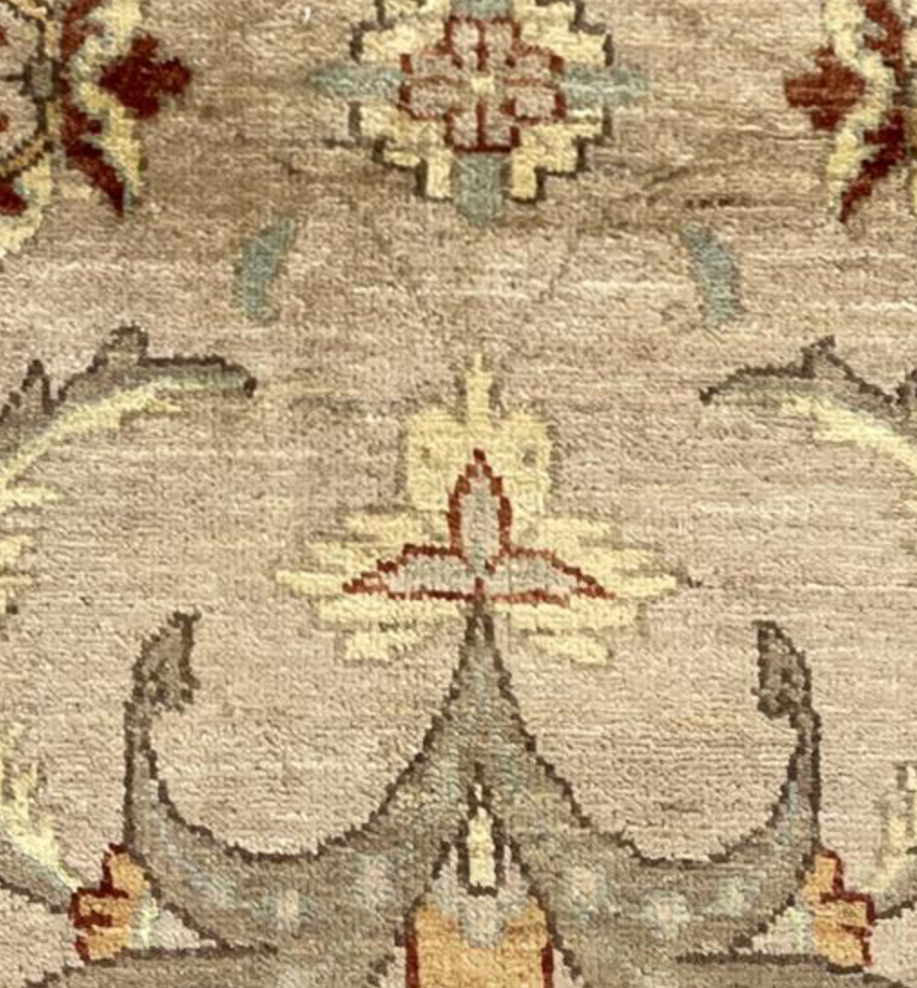 Peshawar Tabriz Design - 5' 03" x 5' 03" Square Rug - Light Grey, Light Brown & Beige - Hand Knotted Wool Classic Traditional Rug
